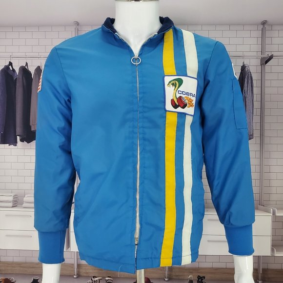 Vintage Ford Cobra JACKET Blue Racer Mechanic Zip-up Coat Small - Picture 2 of 11